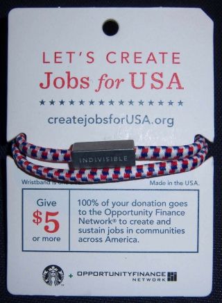 One Starbucks Indivisible Bracelet Wristband Usa Blue White Red Stretches