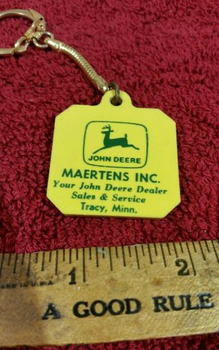Vintage John Deere Advertising Key Chain - Farm Tractor Implement Dealer Fob
