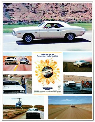 Vanishing Point Kowalski Dodge Challenger Vinyl Banner 30”x38”.  Mopar Chase