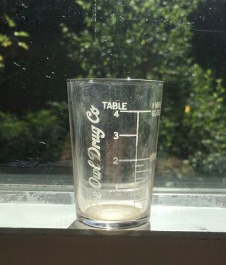 Rare Large Owl Drug Pharmacy Dose Cup The Owl Drug Table Wine Glass Tea S.  F.  Ca.