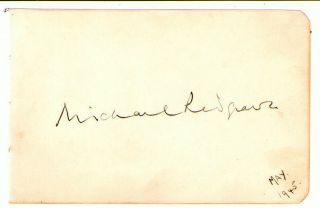 Michael Redgrave Hitchcock Actor The Lady Vanishes,  The Dam Busters Signed Page