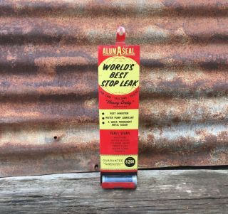 Vintage Alumaseal Stop Leak Metal Store Display Rack Gas Oil Garage Car Auto