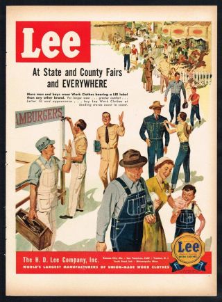 Lee Denim Ad Work Clothes Ad Country Fair 1950 Vintage Print Ad Retro