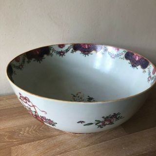 Lovely Chinese Export Porcelain Large Famille Rose Footed Bowl C.  1790
