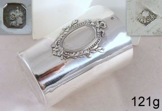 Antique French Sterling Silver Wine Julep Cup Tumbler Timbale Medallion 1890