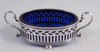 Tiffany Sterling Silver And Cobalt Master Salt Cellar