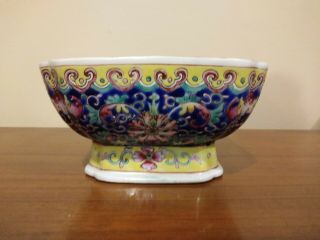 Chinese Qing Dynasty Porcelain Blue Footed Bowl With Mark