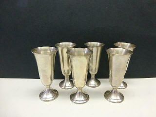 6 Modernist Alvin Sterling Silver Cordial Wine Cup Goblet Art Deco Set S247