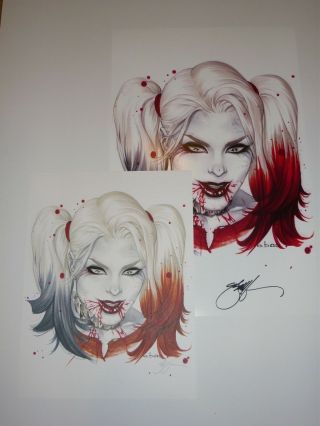 Ebas Art Work - Bloody Harley Quinn On Art Paper 9x12,  Bonus Art Print