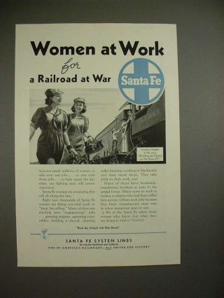 1943 Santa Fe Railway Ad - Women At Work