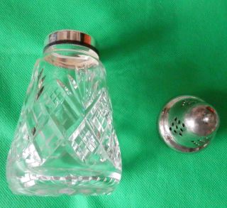 Silver Plated Cut Glass Sugar Shaker Sifter