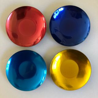 Meka Denmark 4 Small Bowls Dish Salt Cellar Silver Enamel Vintage Danish 1960s