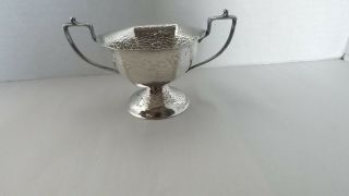 Homan Plate On Nickel Silver Hammered Loving Cup Sugar Bowl Trophy Vase 0649