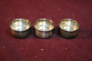Set Of 3 Sterling Silver Salt Cellars - Matched Set - Marked Sterling
