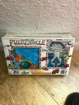 Vintage Plas - Toy Wind - Up Puzzle Vehicle Set Train Set 9281t (mib)