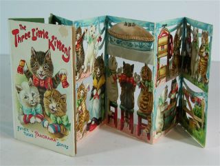 C1907 Complete Uncut Raphael Tuck Paper Doll Toy Book Three Little Kittens Scrap