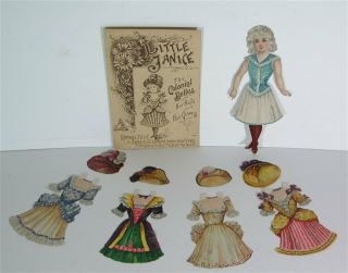 1890s Raphael Tuck Set Of Paper Dolls Little Janice - Colonial Belles Series 751