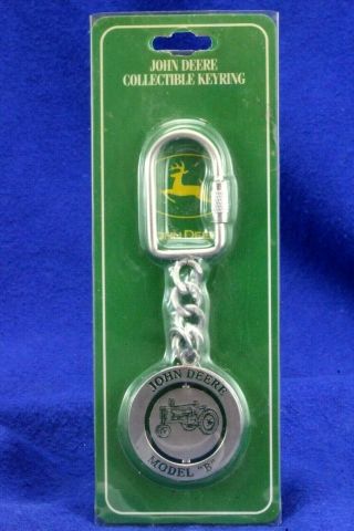 John Deere Model " B " Metal Key Chain Ring.  Fob.  In Package.