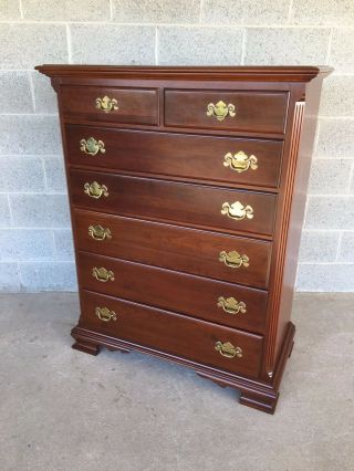 Norman Duckloe 7 Drawer Solid Cherry Chippendale Style High Chest Of Drawers