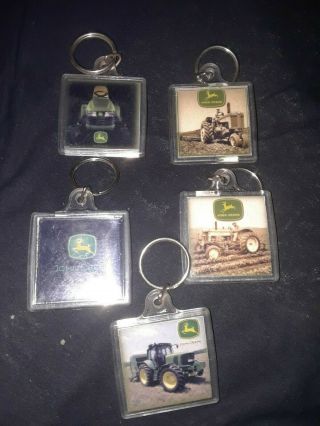 John Deere Key Chain / Fob Set Of 5 - Tractors & Deer Logo Old Stock Freeshp