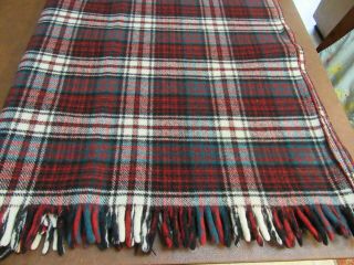 Vintage Pendleton Stadium Thrown Blanket Red Black Green White Wool 47 X 56 Usa