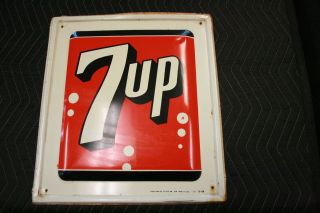 Vintage 7 Up Sign - Stout Sign Co 28 Made In The Usa White,  Red And Black