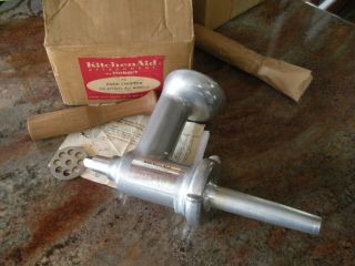 Vtg Kitchenaid Hobart Fc Metal Food Chopper Meat Grinder & Sausage Tube