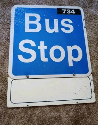 Vintage Bus Stop Sign Double Sided Pittsburgh