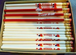 Box Of 100,  Vintage Wood Wonder Bread Wood Advertising Pencils - Unsharpened