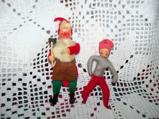 Doll Elf Felt Molded Face Shelf Sitter Vintage Wool Santas Helpers Skier