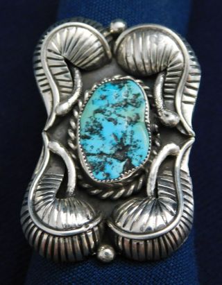 Native American Sterling Stamped Domed Turquoise Handmade Vintage Ring Size 7.  0