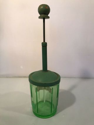 Vintage Green Depression Glass Food Chopper Lorraine Metal Mfg Co Nyc