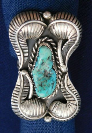 Native American Sterling Stamped Domed Turquoise Handmade Vintage Ring Size 7.  4