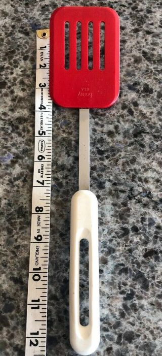 Vintage Bonny Usa White & Red Nylon & Stainless Slotted Spatula 12” Long Usa