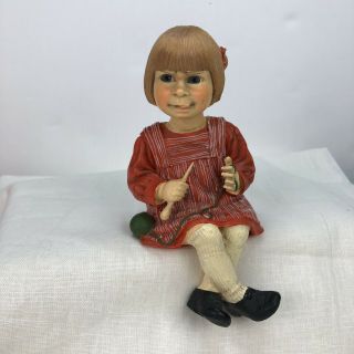 Holiday Shelf Sitter Figurine Candy Designs Norway Knitting Girl