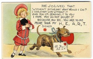 Buster Brown And Dog Tighe By Outcault Postcard 1906 Valentine Raphael Tuck